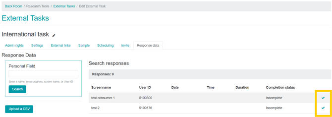 Marking completes in RD tab