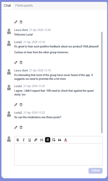 Observer chat room zoomed