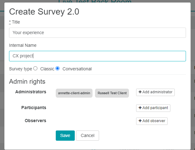 Conversational - create Survey 2.0