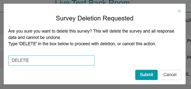 Delete survey confirmation