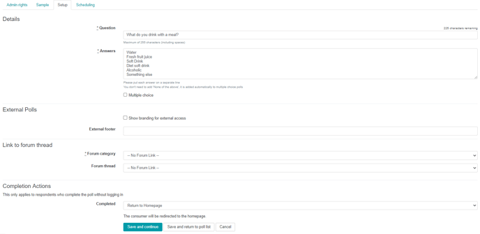 Quick poll setup