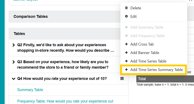Additional summary tables option-1