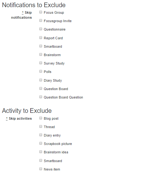 Activity to Include Exclude